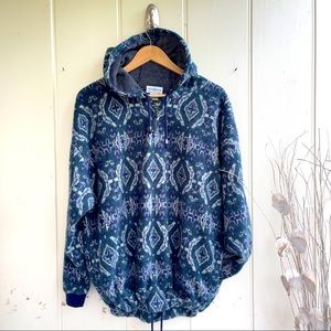 90’s Vintage Drop Shoulder Drawstring Waist 1/4zip Hoodie Pullover XLExtra Large